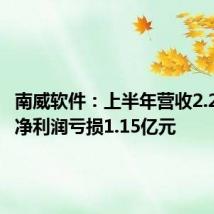 南威软件：上半年营收2.27亿元 净利润亏损1.15亿元