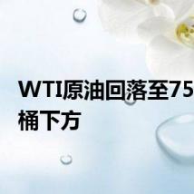 WTI原油回落至75美元/桶下方