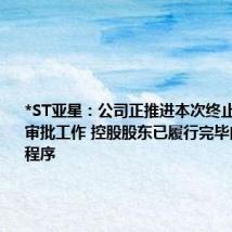 *ST亚星：公司正推进本次终止上市事项审批工作 控股股东已履行完毕内部决策程序