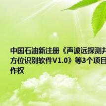 中国石油新注册《声波远探测井旁地质体方位识别软件V1.0》等3个项目的软件著作权