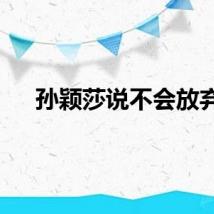 孙颖莎说不会放弃