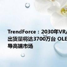 TrendForce:2030年VR/MR设备出货量将达3700万台 OLEDoS主导高端市场