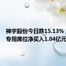 神宇股份今日跌15.13% 三机构专用席位净买入1.04亿元