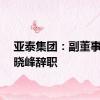 亚泰集团：副董事长刘晓峰辞职