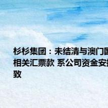 杉杉集团:未结清与澳门国际银行相关汇票款 系公司资金安排原因所致
