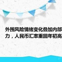 外围风险情绪变化叠加内部因素发力,人民币汇率重回年初高点