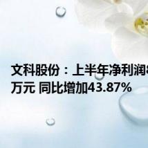 文科股份:上半年净利润896.16万元 同比增加43.87%