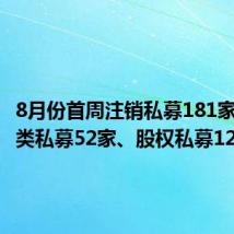 8月份首周注销私募181家,证券类私募52家、股权私募120家