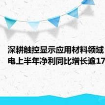 深耕触控显示应用材料领域 日久光电上半年净利同比增长逾17倍