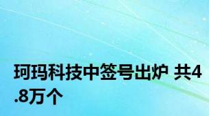 珂玛科技中签号出炉 共4.8万个