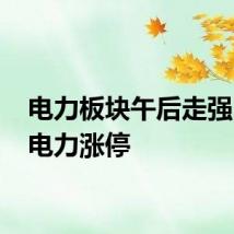 电力板块午后走强 明星电力涨停