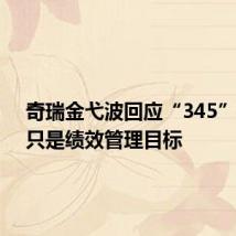 奇瑞金弋波回应“345”策略:只是绩效管理目标