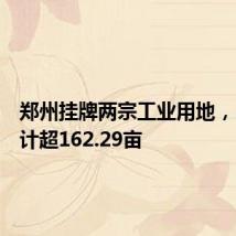 郑州挂牌两宗工业用地，占地合计超162.29亩