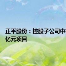 正平股份:控股子公司中标2.26亿元项目