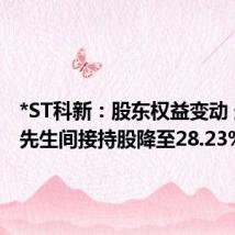 *ST科新:股东权益变动 连宗盛先生间接持股降至28.23%