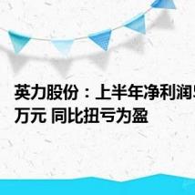 英力股份:上半年净利润510.10万元 同比扭亏为盈