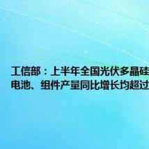 工信部:上半年全国光伏多晶硅、硅片、电池、组件产量同比增长均超过30%