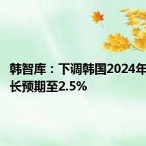 韩智库:下调韩国2024年经济增长预期至2.5%
