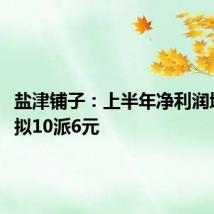 盐津铺子:上半年净利润增30% 拟10派6元