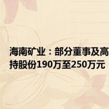海南矿业:部分董事及高管拟增持股份190万至250万元