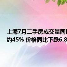 上海7月二手房成交量同比大增约45% 价格同比下跌6.86%