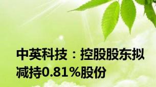中英科技：控股股东拟减持0.81%股份