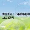 吉大正元：上半年净利润亏损3118.78万元