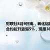 财联社8月9日电，氧化铝期货主力合约拉升涨超5%，现报3873元/吨。