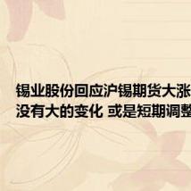锡业股份回应沪锡期货大涨：供需没有大的变化 或是短期调整