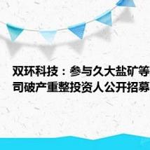 双环科技：参与久大盐矿等三家公司破产重整投资人公开招募