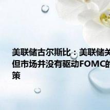 美联储古尔斯比:美联储关注市场,但市场并没有驱动FOMC的货币政策