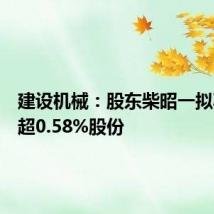 建设机械：股东柴昭一拟减持不超0.58%股份