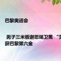 巴黎奥运会 | 男子三米板谢思埸卫冕 “梦之队”获巴黎第六金