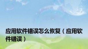 应用软件错误怎么恢复（应用软件错误）
