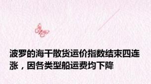 波罗的海干散货运价指数结束四连涨，因各类型船运费均下降