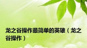 龙之谷操作最简单的英雄（龙之谷操作）