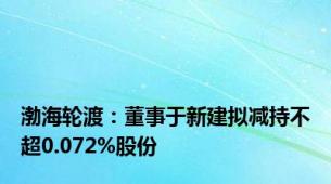 渤海轮渡：董事于新建拟减持不超0.072%股份