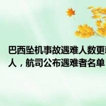 巴西坠机事故遇难人数更新为61人,航司公布遇难者名单