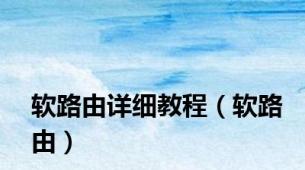 软路由详细教程（软路由）