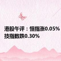 港股午评：恒指涨0.05% 恒生科技指数跌0.30%
