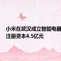 小米在武汉成立智能电器公司，注册资本4.5亿元