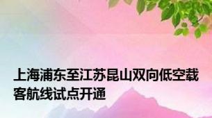 上海浦东至江苏昆山双向低空载客航线试点开通