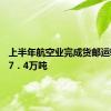 上半年航空业完成货邮运输量417．4万吨