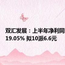 双汇发展:上半年净利同比下降19.05% 拟10派6.6元
