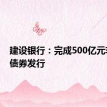 建设银行:完成500亿元非资本债券发行