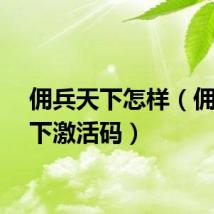 佣兵天下怎样（佣兵天下激活码）