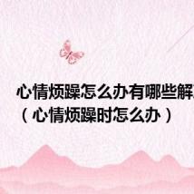 心情烦躁怎么办有哪些解决方法(心情烦躁时怎么办)