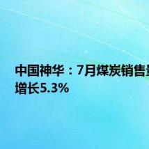 中国神华:7月煤炭销售量同比增长5.3%