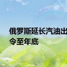 俄罗斯延长汽油出口禁令至年底