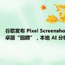 谷歌发布 Pixel Screenshots:安卓版“回顾”,本地 AI 分析截图